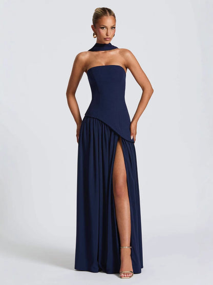 Elegant Bodycon Long Dress with Crossover Strap