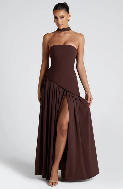 Elegant Bodycon Long Dress with Crossover Strap